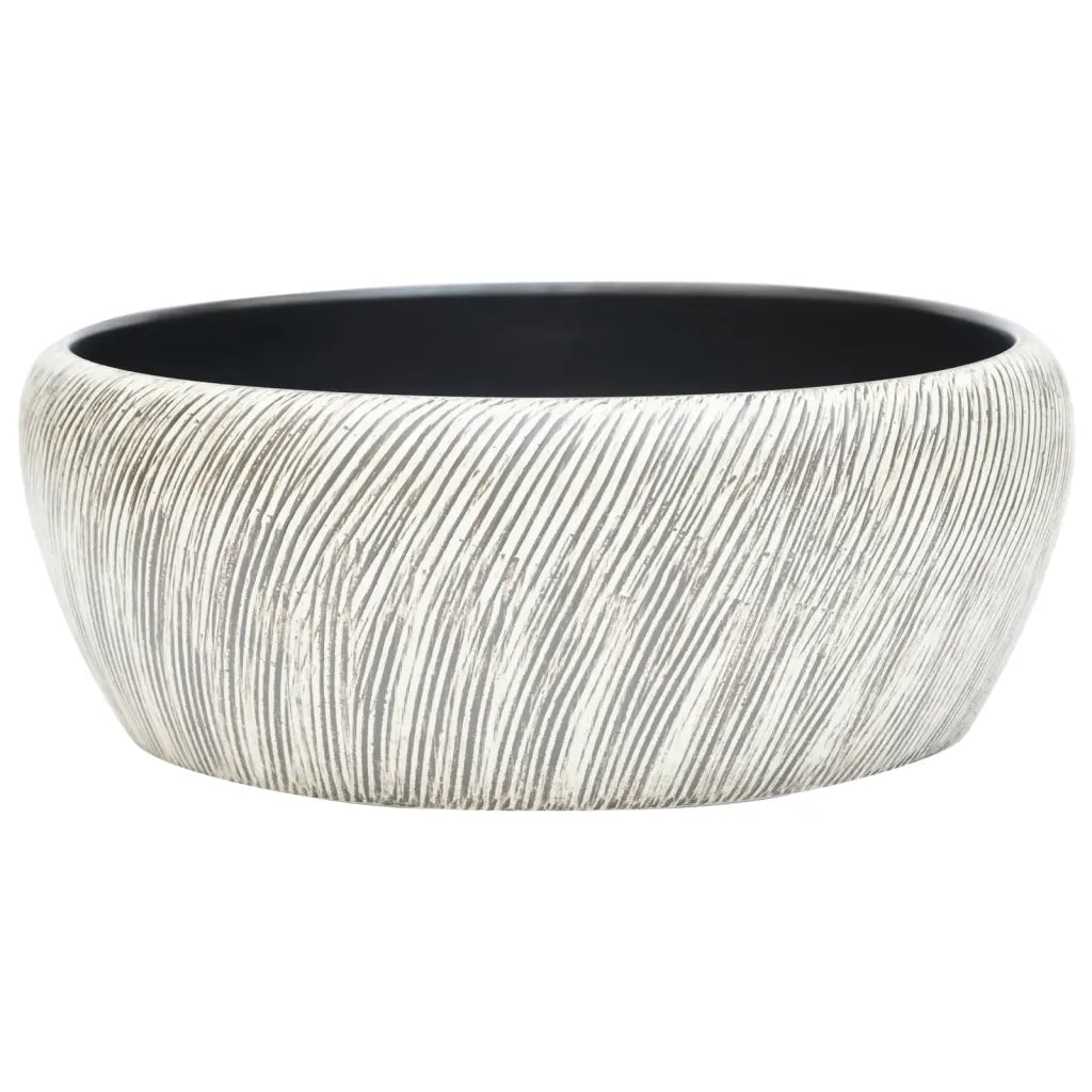 Lavabo da Appoggio Nero e Grigio Rotondo ¦µ41x14 cm Ceramica CFW5592261