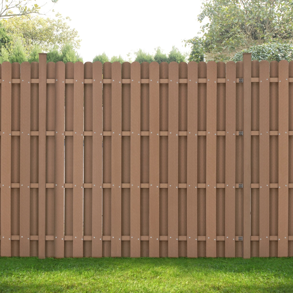Recinzione in WPC per Giardino Staccionata a Doppia Faccia Steccato Alto 185 cm Lungo 376 cm Marrone NEU.HOLZ
