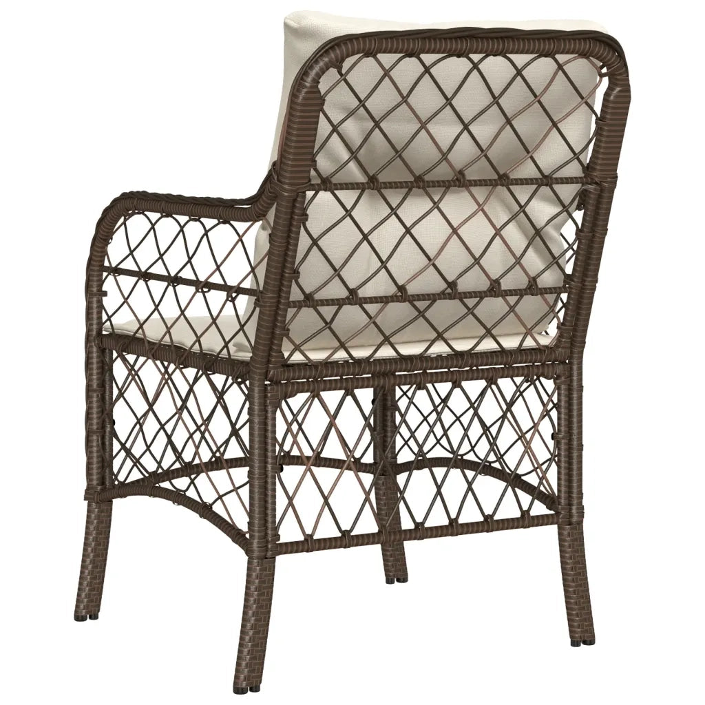 Sedie da Giardino con Cuscini 2 pz Marroni in Polyrattan 365154