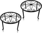 Supporto per Piante in Metallo Nero per Interno ed Esterno - 2 Pezzi, Decorazione per Giardino e Balcone