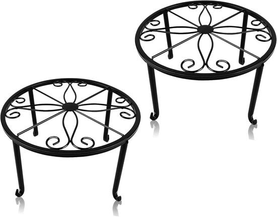 Supporto per Piante in Metallo Nero per Interno ed Esterno - 2 Pezzi, Decorazione per Giardino e Balcone
