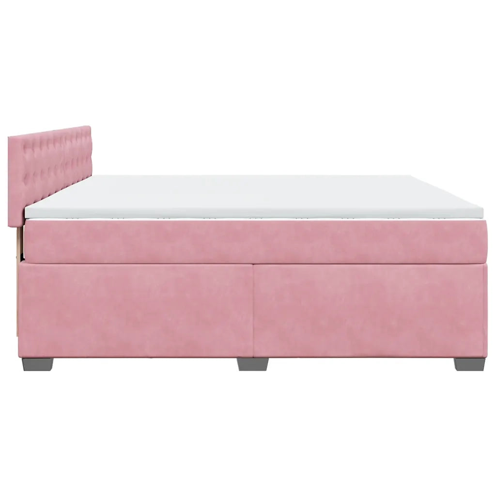 vidaXL Giroletto a Molle con Materasso Rosa 180x200 cm in Velluto