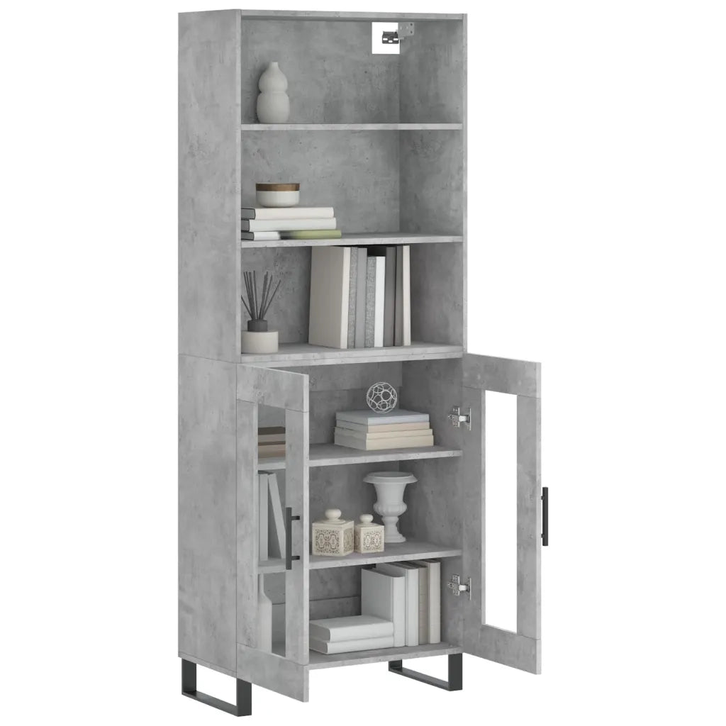 Credenza-Buffet-Armadio da cucina Grigio Cemento 69,5x34x180 cm in Legno Multistrato 576729