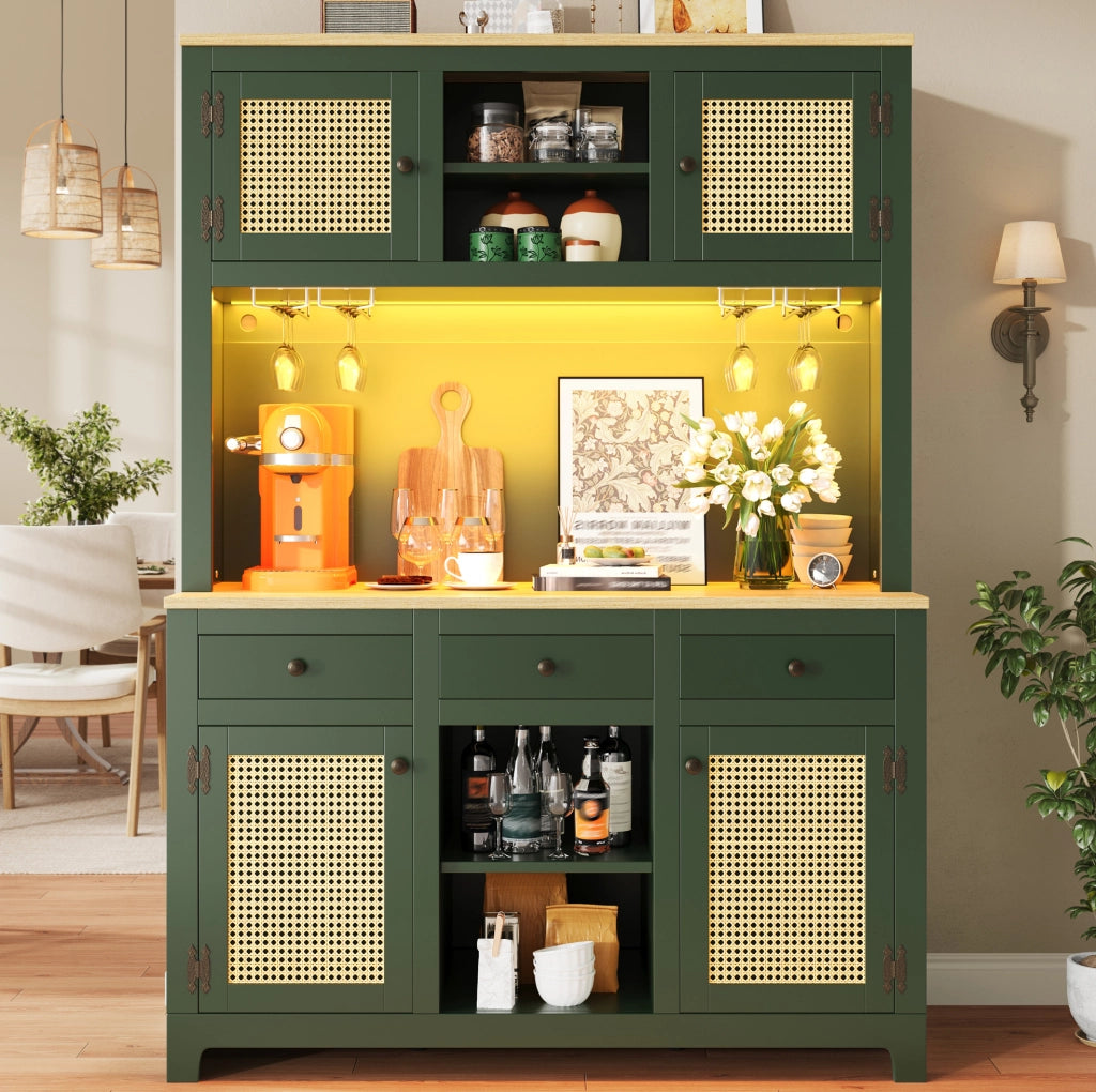 Credenza alta 120x40x180 cm con luci a colori; in MDF; verde antico
