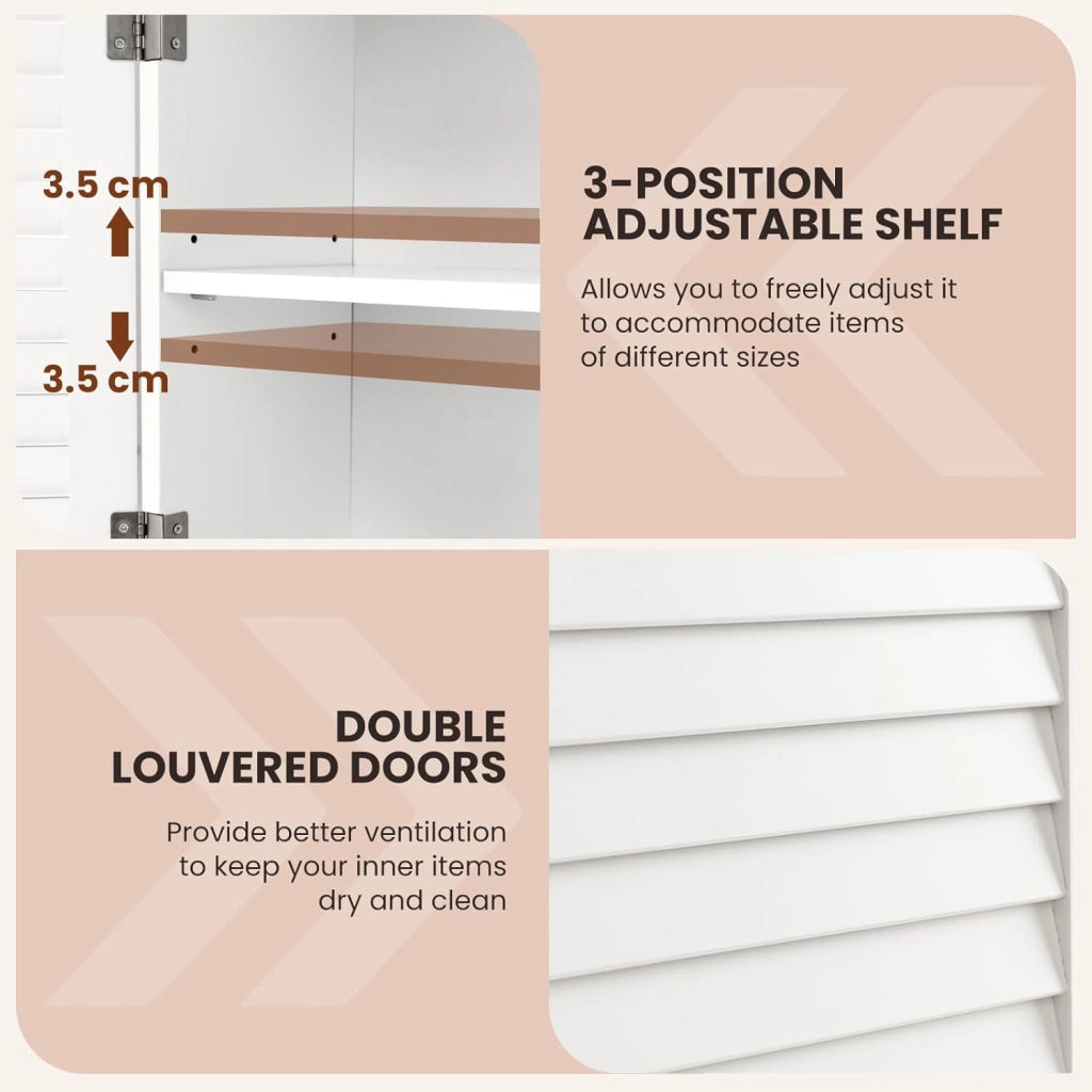 Armadio da Bagno Sospeso con 3 Ripiani, Pensile da Bagno, con Portasciugamani e Ripiano Regolabile, 58x22x75cm, 3 Colori