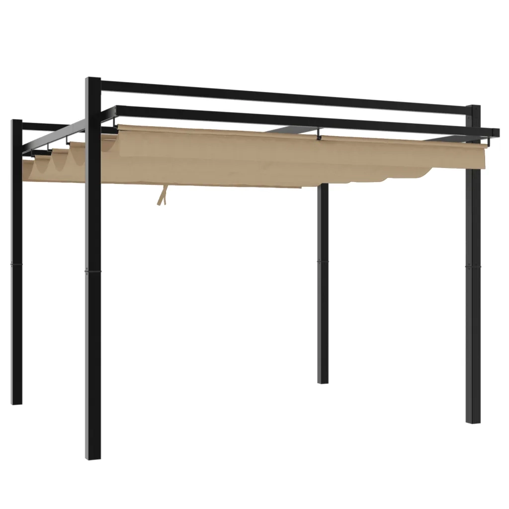 Gazebo da Giardino con Tetto Retrattile Tortora 3x3 m Alluminio