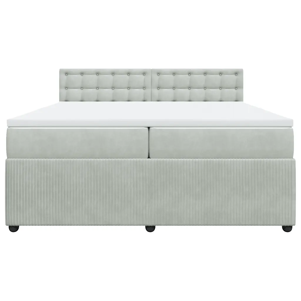 Giroletto a Molle con Materasso Grigio Chiaro 200x200cm Velluto