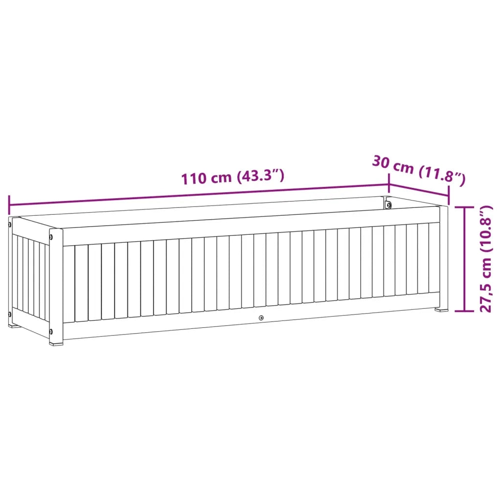Fioriera da Giardino 110x30x27,5 cm in Legno Massello di Acacia