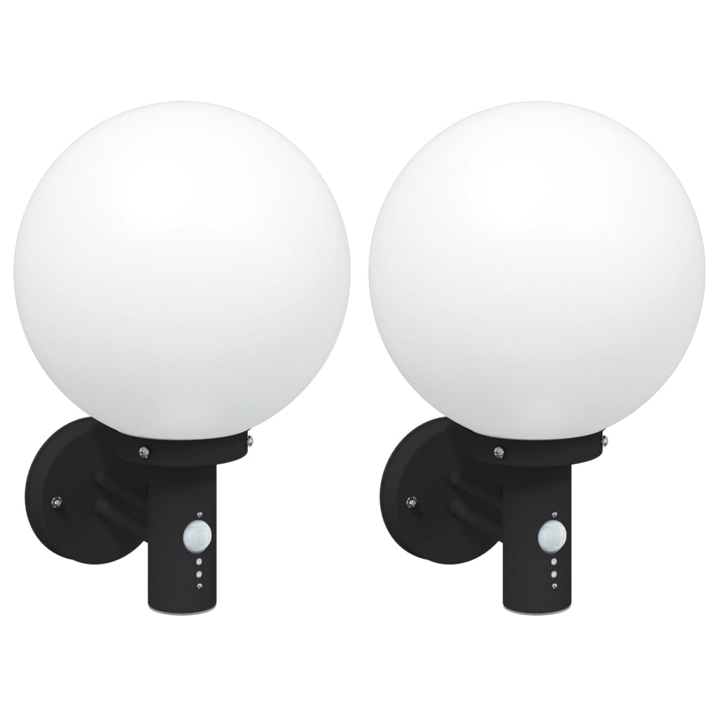 Luci da Parete da Esterno con Sensore 2 pz Acciaio Inossidabile Nero IP44