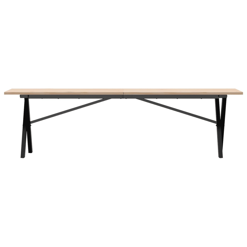 Tavolino Salotto Telaio a X 160x40x45 cm Legno Pino e Acciaio