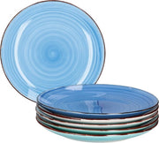 Set di piatti da tavola estivi per 6 persone - 6 pezzi di ceramica con decorazione moderna in diverse tonalità di blu