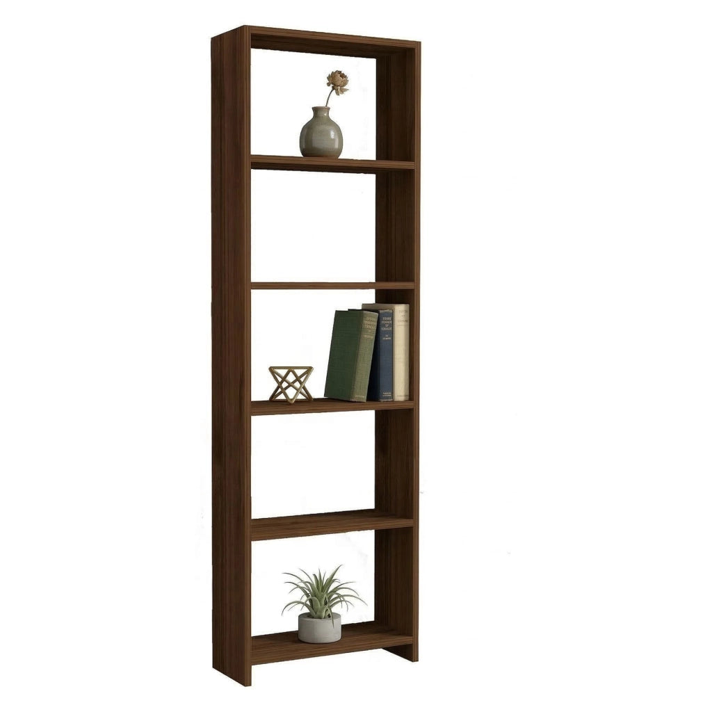 Biblioteca Burcei, Libreria 5 Ripiani, 50x20x160h cm Marrone Noce