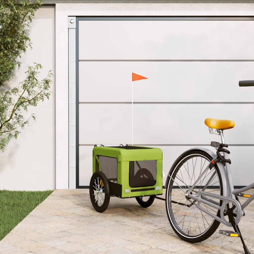 Rimorchio da Bici per Animali Verde e Nero Oxford e Ferro CFW2952804