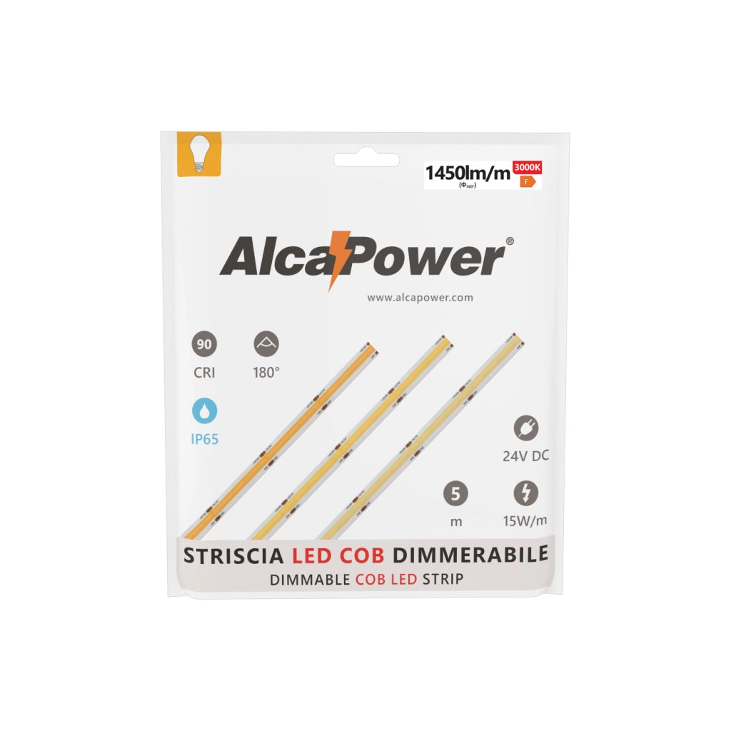 Striscia led 5m COB IP65 monocolore da 15W/MT 24V - 6000K