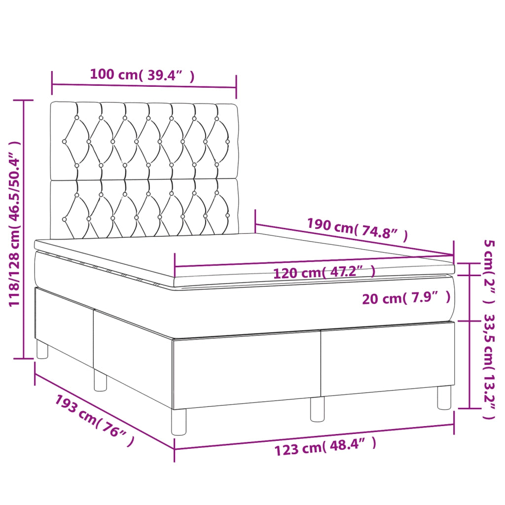 Giroletto a Molle con Materasso Marrone Scuro 120x190cm Tessuto 3269905