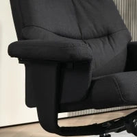 Poltrona con Poggiapiedi, Girevole, Funzione Dondolo, Velluto, fino a 150 kg, Nero