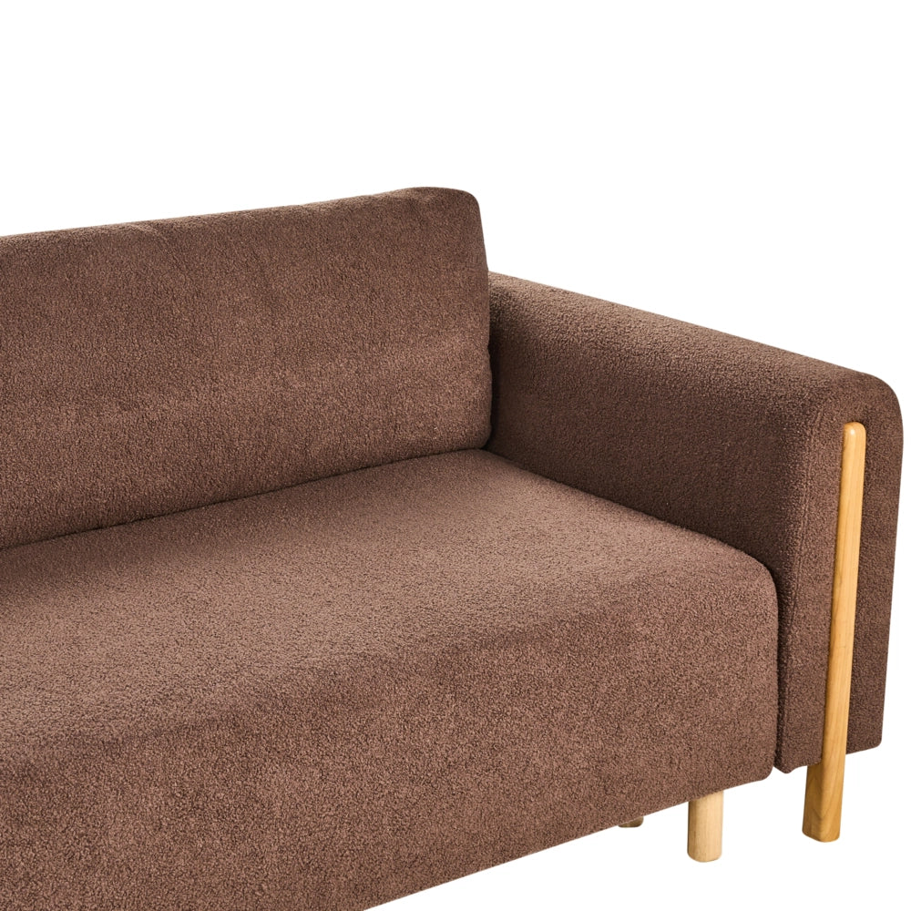 Divano letto in tessuto marrone Rivestito con meccanismo Click-Clack Sleeper con contenitore Stile minimalista con braccioli