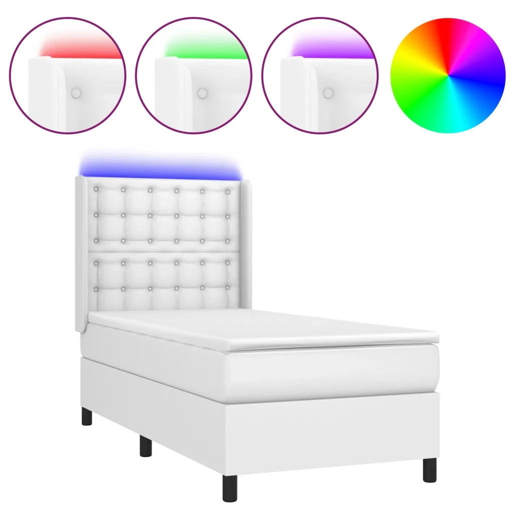 Giroletto Molle con Materasso e LED Bianco 90x200 cm Similpellecod mxl 75417