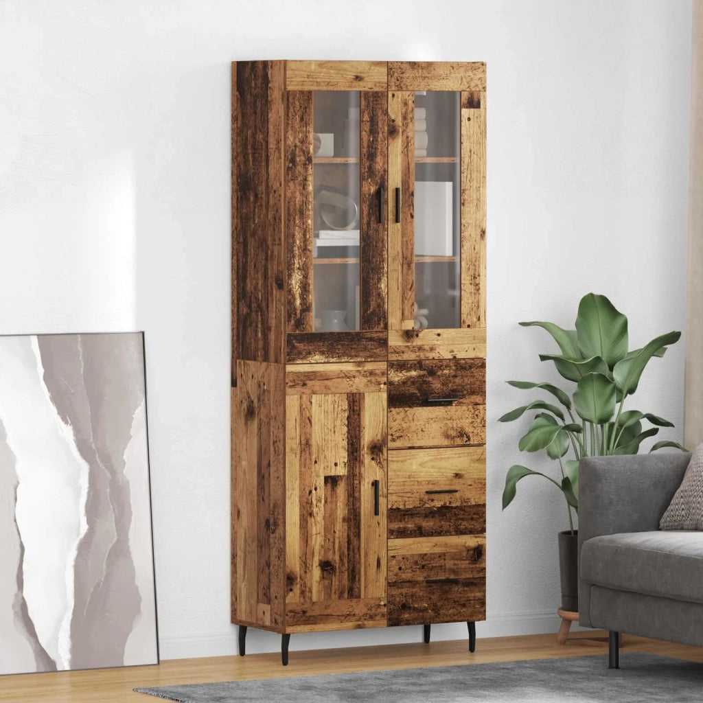 Credenza con cassetto 2 pz | Madia | Buffet da pranzo | Armadio da pranzo Legno vecchio Legno multistrato