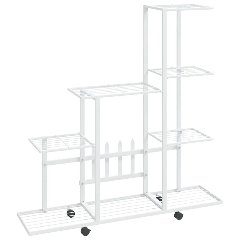 Portavasi mobile portafiori su ruote 94,5 x 25 x 92,5 cm metallo bianco 02_0045183