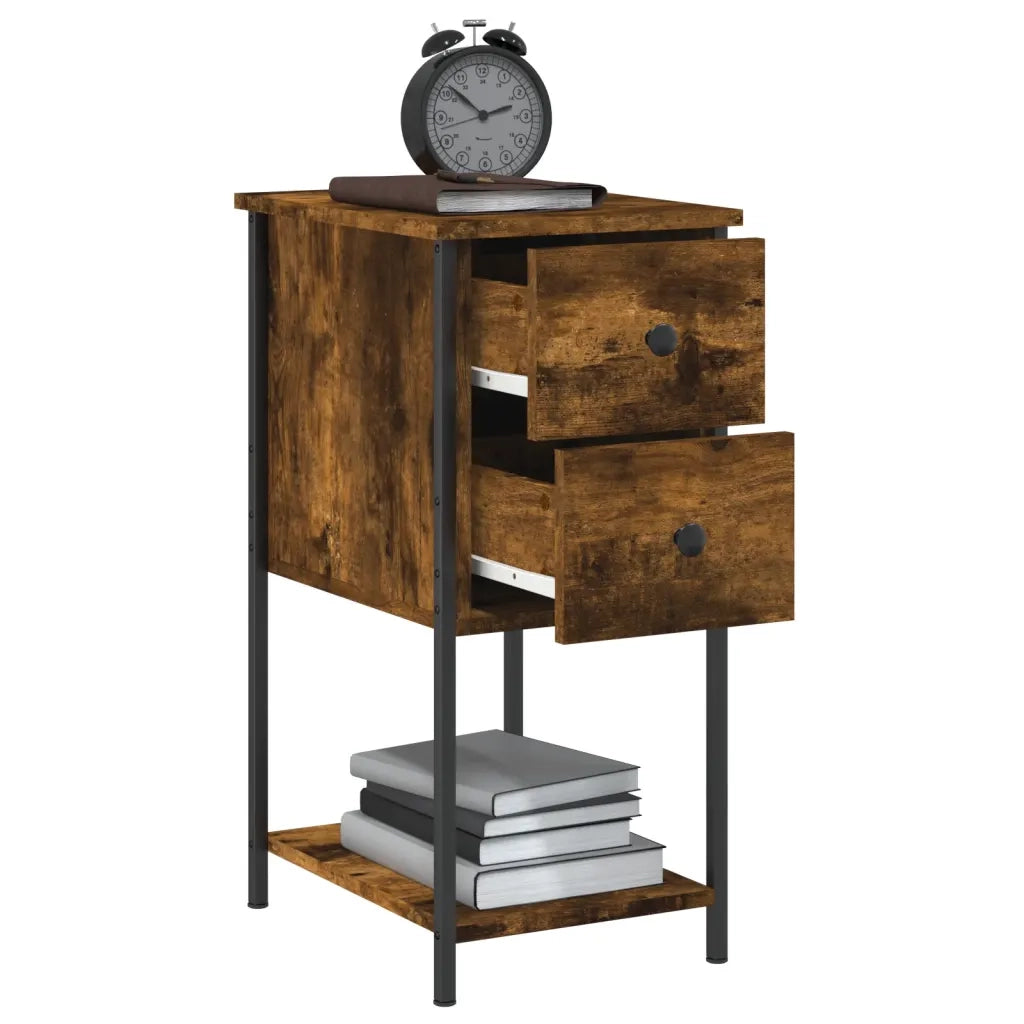 Comodini 2 pz-Set di 2 Tavolino da notte Rovere Fumo 32x42x70 cm in Legno Multistrato