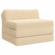 Divano Letto Pieghevole Crema 200 x 70 x 10 cm Tessuto in Cords 900031