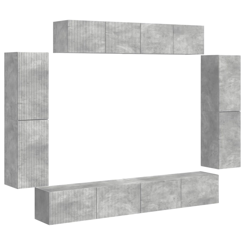 Mobile TV moderno modulare da parete 98 x 31 x 29,5 cm capiente stile contemporaneo finitura cemento grigio 02_0056202