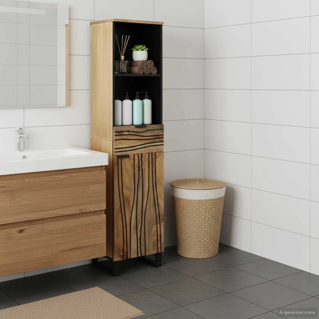 Mobile da Bagno | Armadio da bagno Naturale 38 x 33 x 160 cm Legno ingegnerizzato