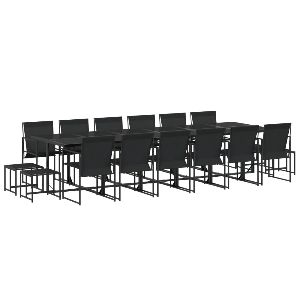Set da Pranzo da Giardino 17 pz Nero in Textilene