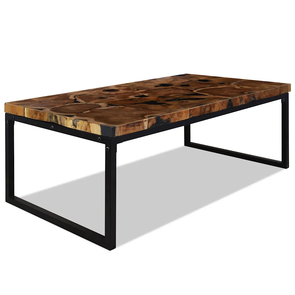 Tavolino da salotto | Tavolino da caff¨¨ | Tavolino da Soggiorno in Legno di Teak e Resina 110x60x40 cm