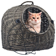 Trasportino per Gatti Grigio 60x45x45 cm in Salice Naturale 170906