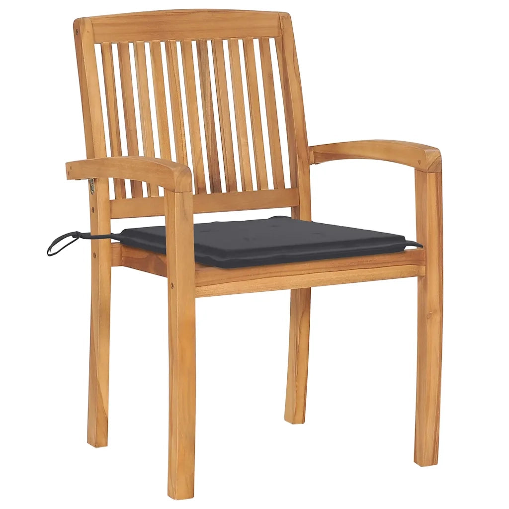 Sedie da Giardino Impilabili con Cuscini 6 pz Massello di Teak 3073225