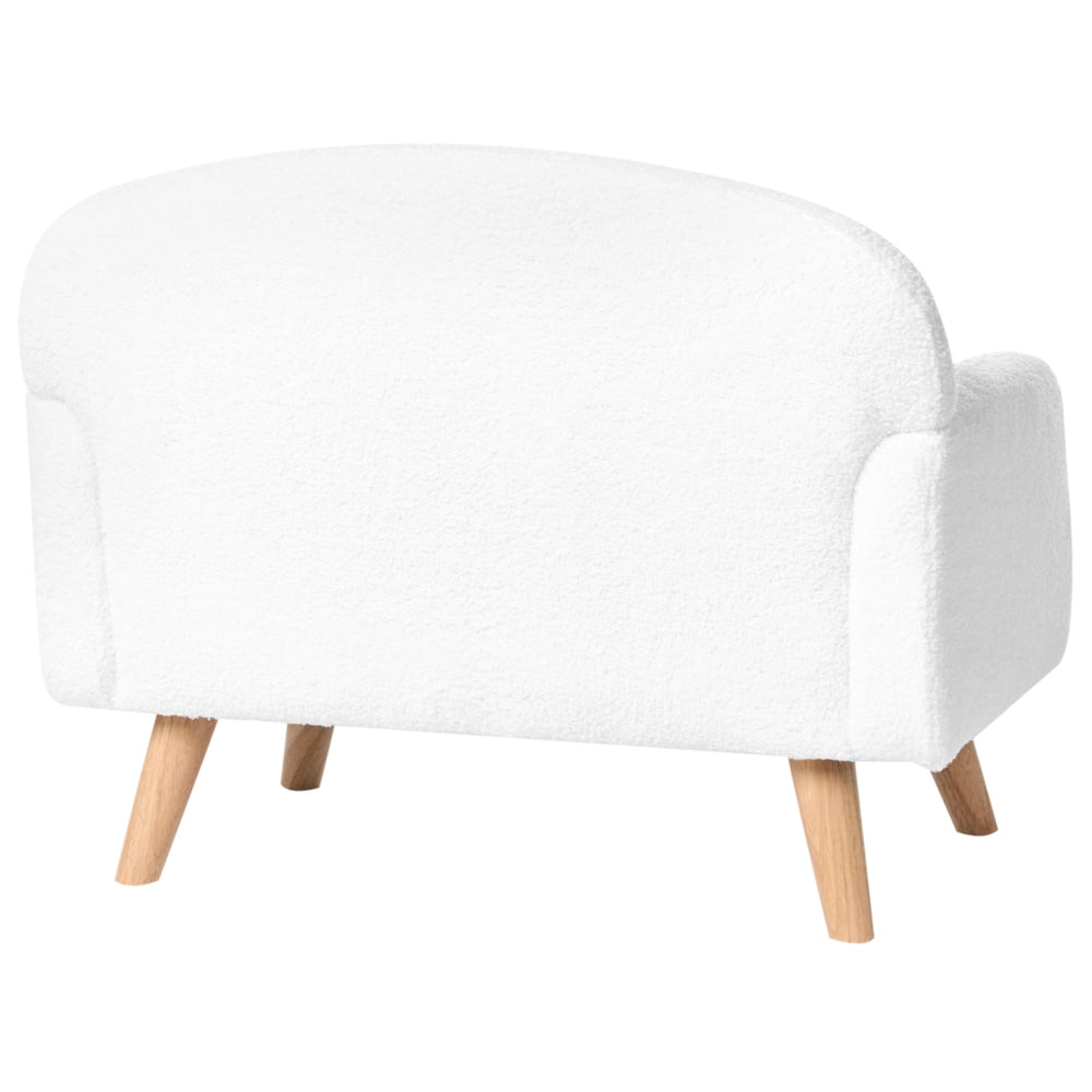 Divano per bambini bianco bouclé imbottito con braccioli Divano moderno a 1 posto per bambini