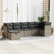 Set Divani da Giardino 7 pz con Cuscini Grigio in Polyrattan 3325306