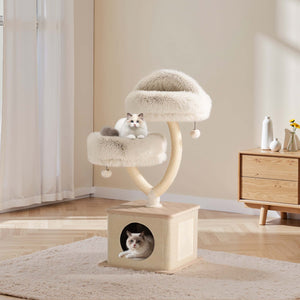 Fudajo Albero tiragraffi con design a rami 95 cm con casetta nicchia e sisal