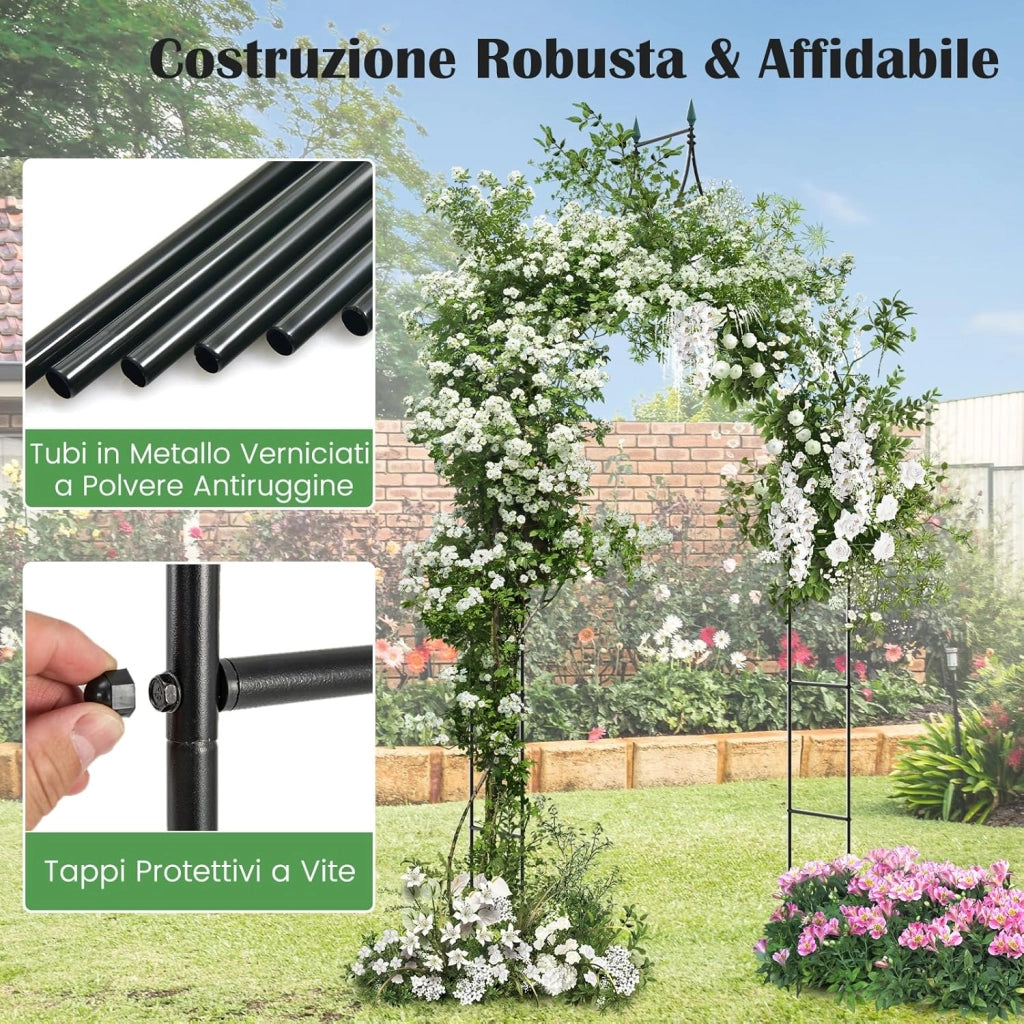 Arco da Giardino in Metallo Decorativo, Pergolato da Esterno per Piante Rampicanti, Arco da Giardino per Prato, Cerimonia di Matrimonio e Decorazioni per Feste