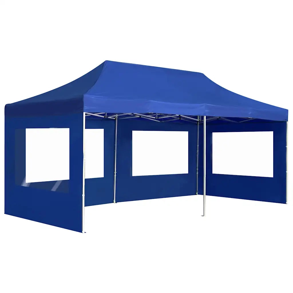 Gazebo | Pergolato Professionale Pieghevole Alluminio con Pareti 6x3 m Blu