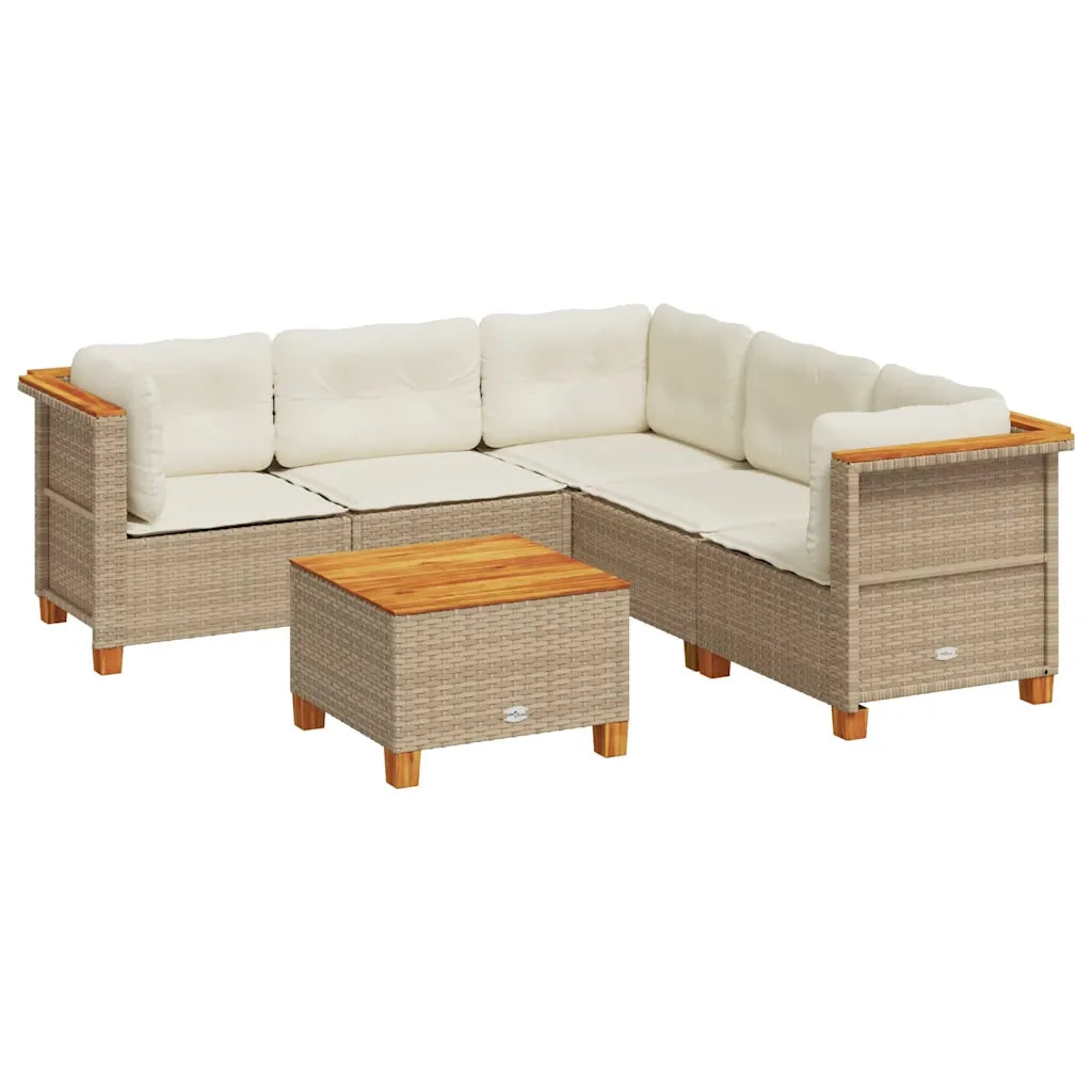 Set Divano da Giardino 6 pz con Cuscini Beige in Polyrattan 3261829