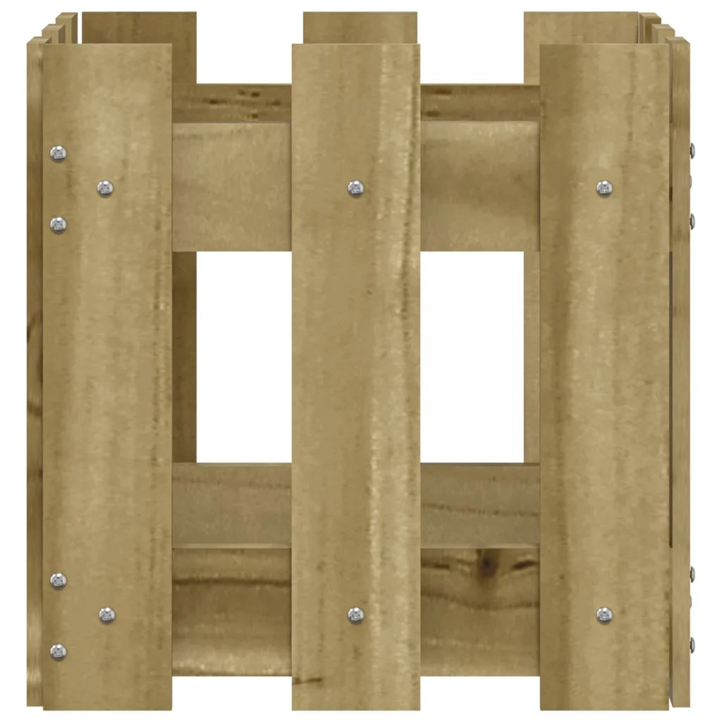 Fioriera Giardino a Recinzione-Vaso con Ringhiera-Contenitore per Piante 30x30x30Pino Massello Impregnato