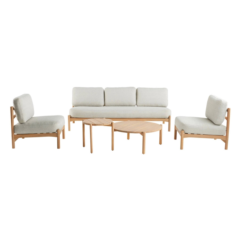 Salotto da giardino in legno di acacia, 5 posti, beige