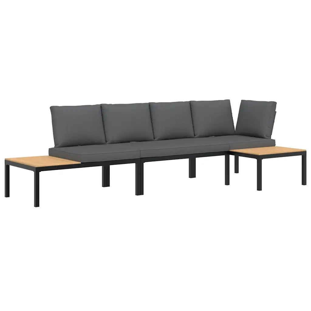 Set Divani da Giardino 3 pz con Cuscini in Alluminio Nero