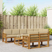 Set di divani da esterno con cuscino 9 pcs Naturale e Beige 3366601