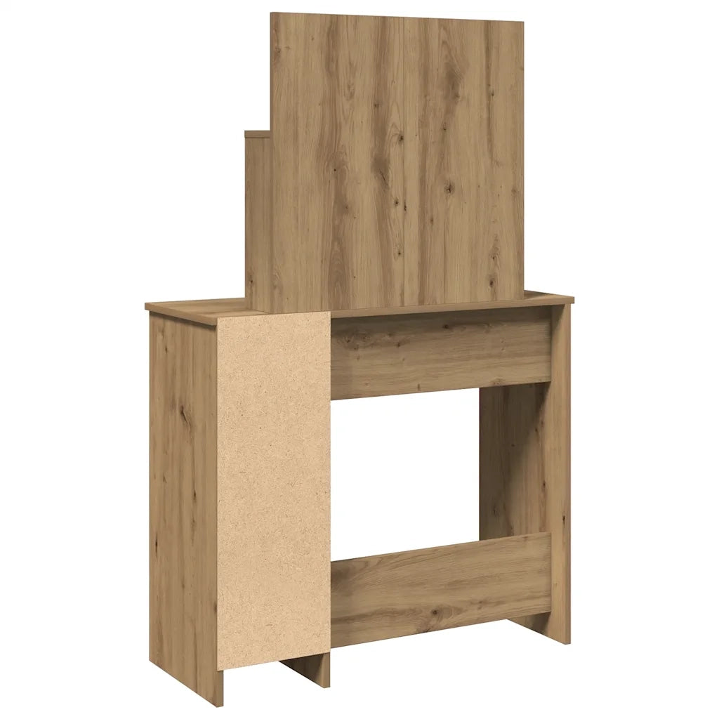 Toeletta con Specchio-Tavolo da Vanit¨¤ Rovere Artigianale 86,5x35x136 cm