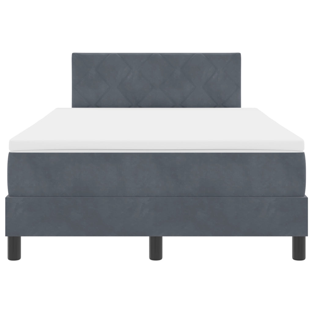 letto Box Spring  con materasso e LED grigio scuro 120x200 cm in velluto
