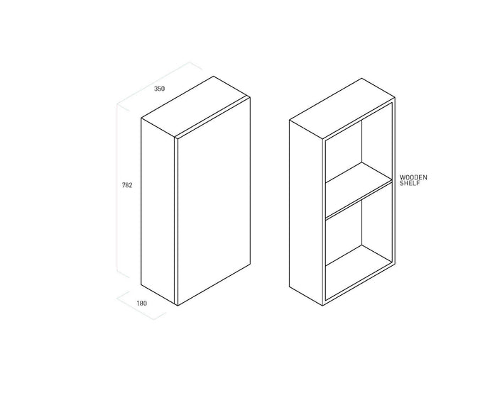 Pensile da Bagno 1 Anta Push 35x18x78,2 cm in Legno TFT Ibiza Bianco Opaco