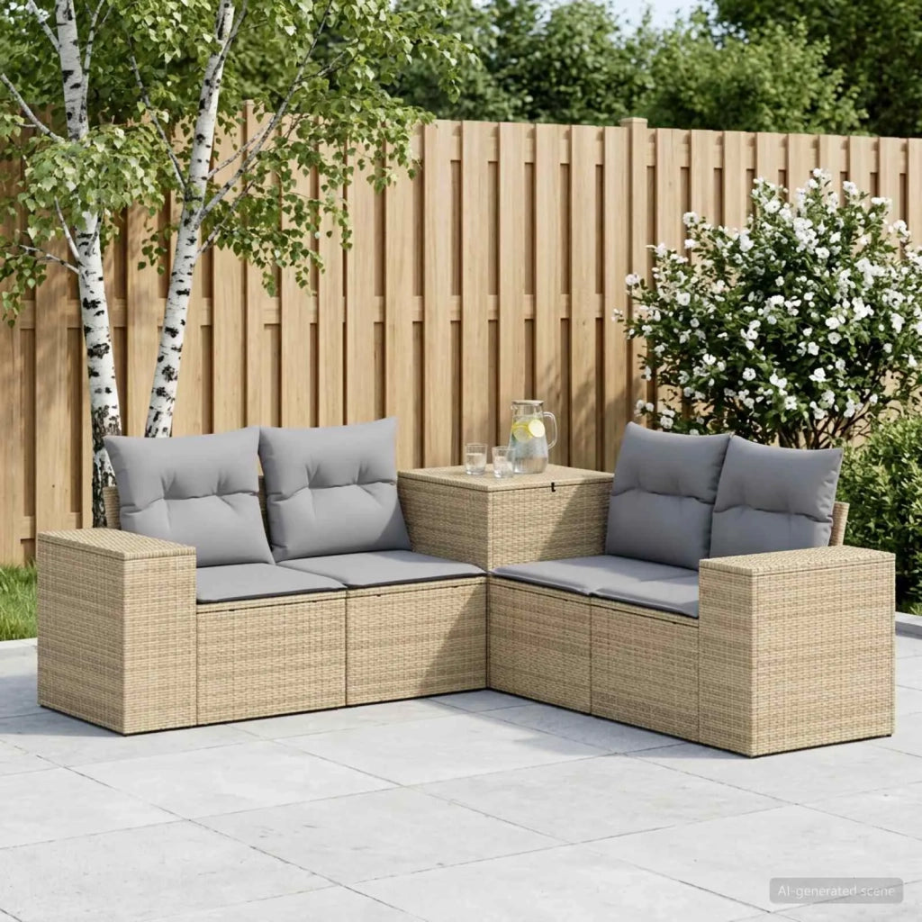 Set di divani 5 pz Beige e Grigio Chiaro 3447923