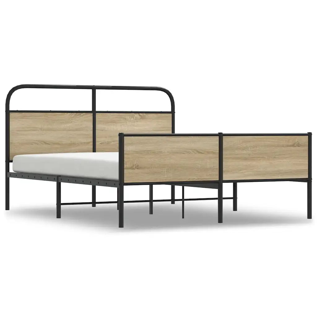 Letto matrimoniale | Letto per adulti | Giroletto senza Materaso in Metallo Rovere Fumo 180x200 cm