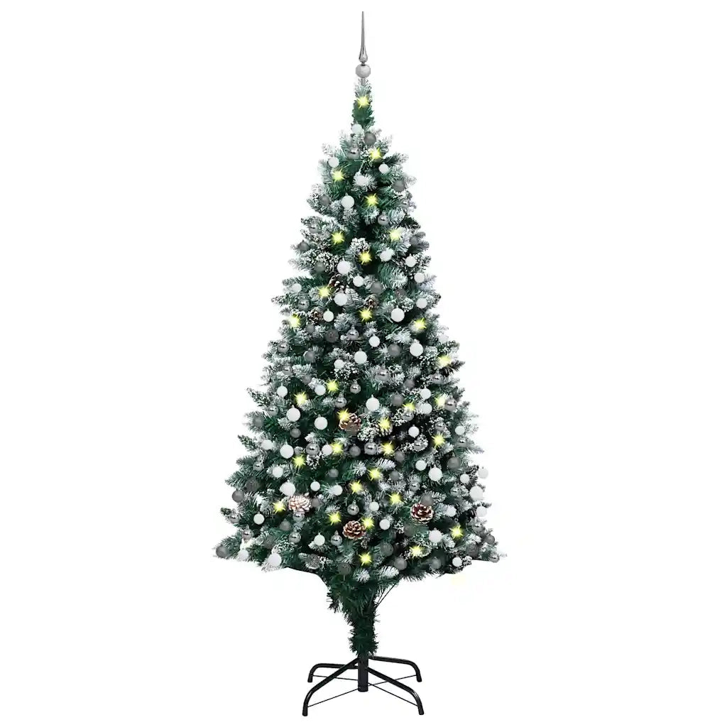 Set Albero Natale Artificiale con LED Palline e Pigne 210 cm   cod mxl 27607