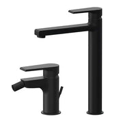 Set miscelatori lavabo alto e bidet nero opaco Mariani serie Artic