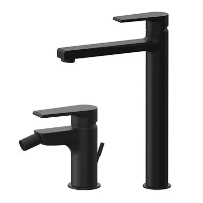 Set miscelatori lavabo alto e bidet nero opaco Mariani serie Artic